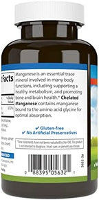 Carlson - Chelated Manganese, 20 mg - Superior Absorption, Healthy Metabolism, Bone Support & Brain Health, 250 Tablets