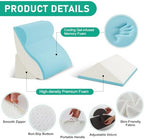 4PCS Wedge Pillow Set for After Surgery, Orthopedic Bed Wedge Pillow for Back Pain Relief, Sitting Up in Bed, Acid Reflux, Adjustable Post Surgery Pillows for GERD, Snoring, White/Grey