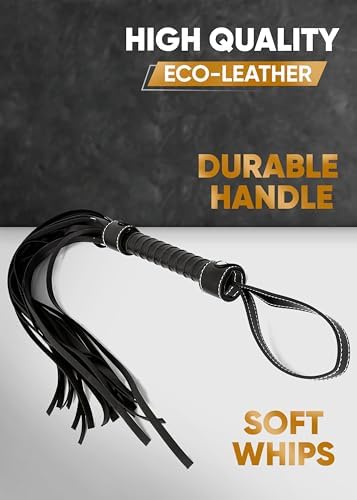 RIDIN Leather Crop 18" Faux Leather Whip 33" Equestrian Set - Leather Horse Riding Set - Horse Training Whip Play