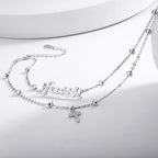 faith Bracelet,S925 Sterling Silver Faith Cross Double Layer Bracelets Christian Jewelry for Women