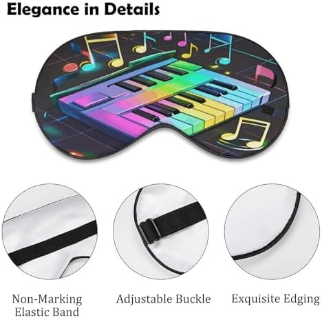 Colorful Piano Keyboard Music Note Sleep Mask for Men Women Blackout Eye Masks Breathable Eye Cover Soft Sleep Eye Masks Adjustable Sleeping Mask 3D Night Blindfold for Travel Nap&Gifts