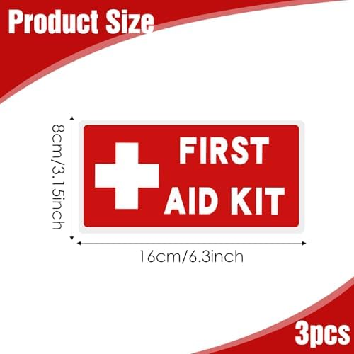 3Pcs Self Adhesive Waterproof Medical Stickers,Ymapinc First Aid Sign Sticker Emergency Decals Kit Supplies for First Aid Boxes for Car, Office or Hotel Hospital Emergency