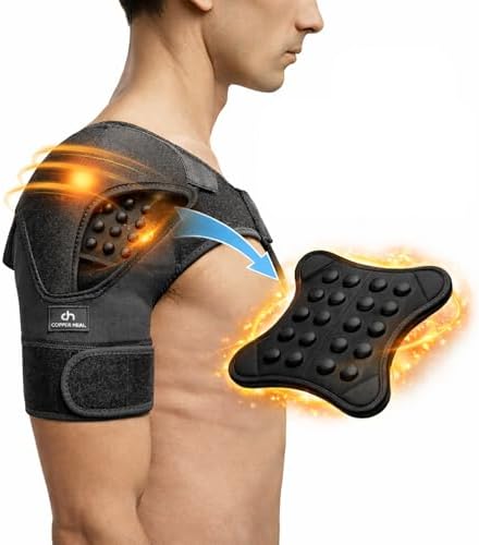 COPPER HEAL Magnetic Shoulder Brace – Adjustable Compression Support with Copper Fabric & Magnetic Inserts, Left & Right Shoulder Stability for Sports & Daily Use