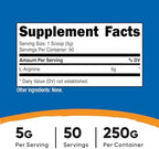 Nutricost L-Arginine (250 Grams) - Pure L-Arginine Powder - 5000mg Per Serving; 50 Servings
