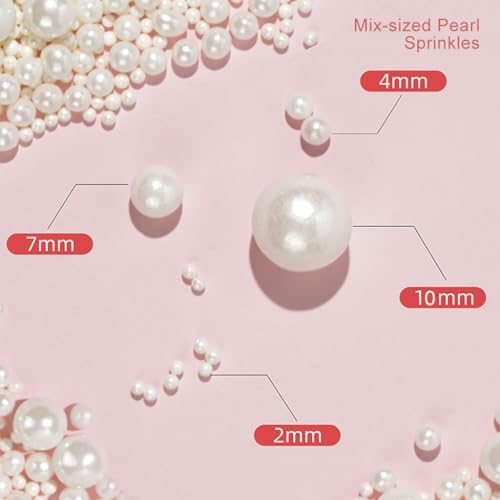 Mkostlich Pearl Sprinkles Mix-sized, 1.1Lb/500g White Edible Pearls for Cake Decorating, Sugar Pearls, Cupcake Sprinkles