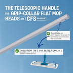 Carlisle FoodService Products Telescopic Mop Handle for Flat Head Mops for Floor Cleaning, Home, Kitchen, Restaurants, Office, And Janitorial Use, Aluminum, 43 - 70 Inches, Silver