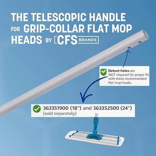 Carlisle FoodService Products Telescopic Mop Handle for Flat Head Mops for Floor Cleaning, Home, Kitchen, Restaurants, Office, And Janitorial Use, Aluminum, 43 - 70 Inches, Silver