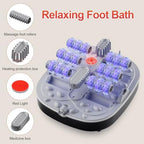 GEHONA Collapsible Foot Spa Bath with Heat,Foot Massager with Two Side Supports,Leakage Protector,Temperature Control,Bubbles,Red Light,Timer,Feet Spa Tub,Feet Soaker,Gifts (Black)