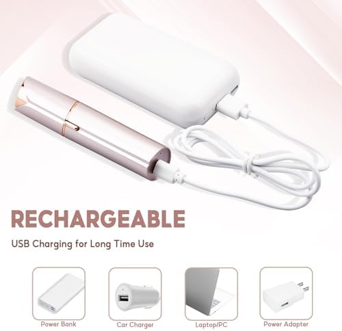 innobeaut Facial Hair Removal for Women, Electric Painless Facial Hair Remover for Face, Lip, Chin with USB Rechargeable, Gold(2 pcs Heads)