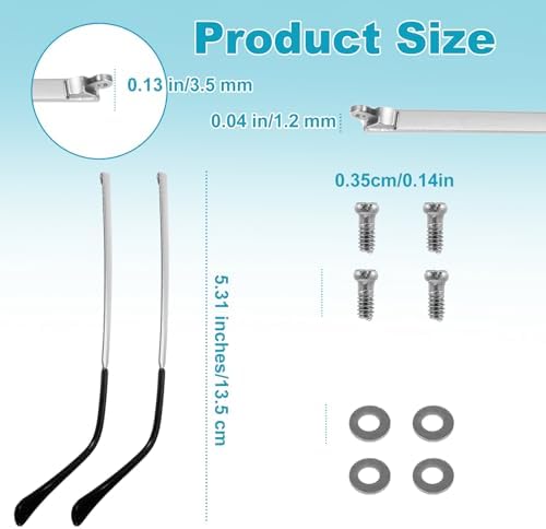 1 Pair Glasses Repair Kit with Screws Arm Replacement Sunglass Parts Arms Screw Glass Screwdriver Eyeglass Legs Temples(Silver)