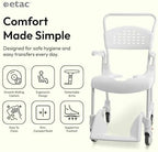 Etac Clean Shower Commode Chair for Elderly & Disabled – Shower Chair with Wheels, Ergonomic, Removable Armrests, Footrest & Pan Holder – Slim, Easy-to-Clean Design Fits Doorways