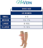 NuVein Sheer Compression Stockings for Women, 8-15 mmHg Support, Light Denier, Knee High, Closed Toe, Taupe, Medium