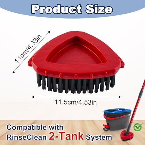 Scrubber Mop Head for Ocedar, Upgrade Scrub Brush for Ocedar, Spin Mop Scrub Brush Head for O Cedar RinseClean 2-Tank, More Bristles Scrub Brush Attachment for Bathroom, Deck, Kitchen Floor Cleaning