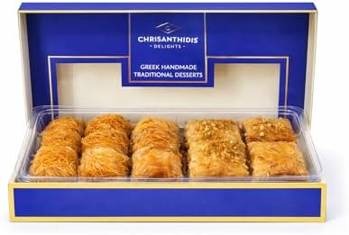 Chrisanthidis Delights Greek Mixed Syrup Desserts – Baklava & Kataifi (Kadaifi) Traditional Pastries – Authentic Mediterranean Dessert Assortment – Handmade Greek Sweets – Net Weight 580g (20.5 oz)