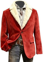 Christmas Suit for Men Slim Fit Lapel Corduroy Blazer Jacket Business Work Wedding Dress Tuxedo Xmas Holiday Sports Coat