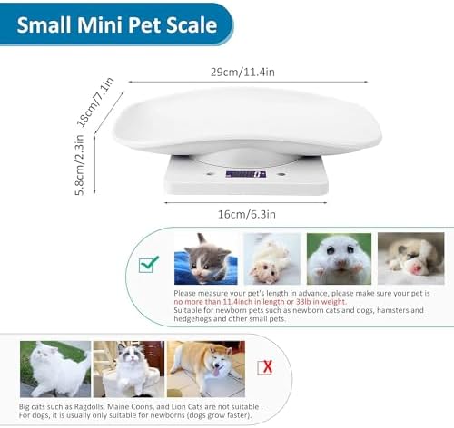 Digital Small Animals Scales for Weighing with Tape Measure, Puppy Whelping Scale Weigh Your Kitten, Rabbit with High Precision, Multifunction Electronic Baby Scales for Small Dogs