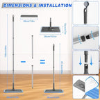 Microfiber Mops for Hardwood Floor Cleaning - BPAWA Flat Floor Mop with 4 Washable Pads for Laminate Wood Tile Vinyl Home Kitchen Bathroom - 59" Adjustable Handle