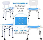 MINIVON Shower Chair Pad 9" x 14" Inch Bath Seat Cushion Anti Skid, Cover Bathroom Tub Transfer Bench, Stickable Waterproof Soft Foam Fit Bath Chair, Padded Shower Stool Seat Mat for Elderly