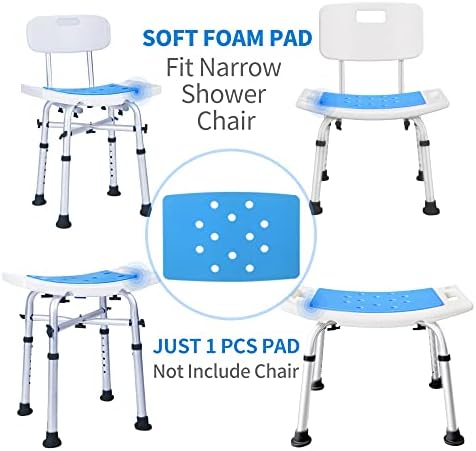 MINIVON Shower Chair Pad 9" x 14" Inch Bath Seat Cushion Anti Skid, Cover Bathroom Tub Transfer Bench, Stickable Waterproof Soft Foam Fit Bath Chair, Padded Shower Stool Seat Mat for Elderly