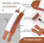 ZORZA 1Pcs Dual-Sided Leather Sharpening Straps Professional Barber Leather Strap Straight Razor Strop with Cowhide & Canvas for Enhanced Razor Sharpening & Smoothing Experience(Brow)(Cowhide+Canvas)