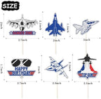Fighter Pilot Party Cupcake Toppers 18pcs Jet Fighter Pilot Cake Decorations Kids' Military Themed Birthday and Baby Shower Party Decorations