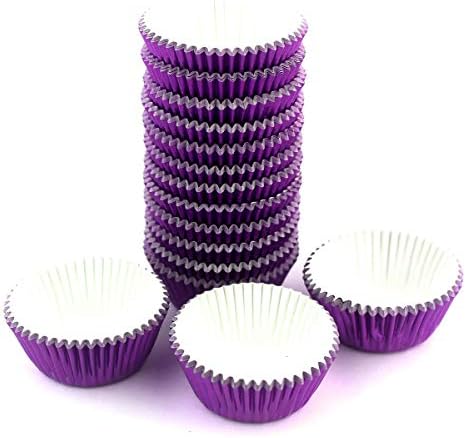 Eoonfirst Mini Foil Cupcake Liners Muffin Paper Baking Cups 300 Pcs (Dark Purple)