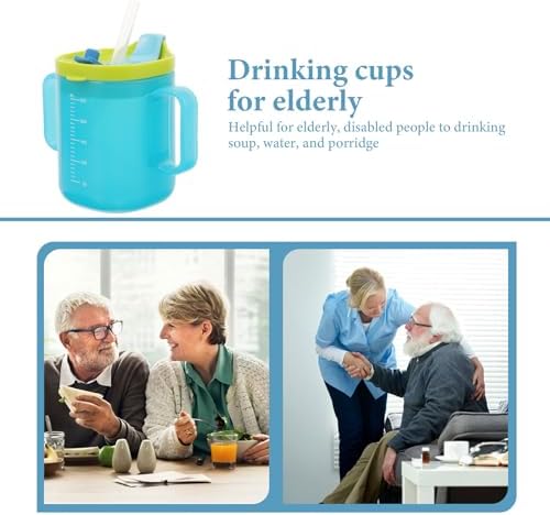 Elderly Care Cup Elderly Drinking Cup Disabled Straw Handles Mug Adults Spill Proof s Prevent Spill s Tremors Waters Pregnant Woman Pp Liquid Drink, Green
