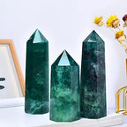 Natural Green Fluorite Obelisk Tower Large Healing Crystal Wand 6 Faceted Point Reiki Chakra Meditation Therapy 1.5-2.0 LBS