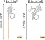 12 Pack Happy 15th Birthday Party Decorations, Mis 15 Centerpiece Sticks for Table, Hello 15 Fabulous Table Toppers, Cheers to 15 Years Old Birthday Anniversary Party Decotations Silver
