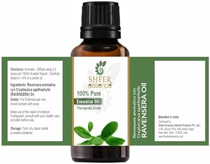 Ravensera Oil (Ravensara Aromatica Syn Cryptocarya Agathophylla) Essential Oil 100% Pure Natural Undiluted Uncut Therapeutic Grade Oil 0.51 Fl.OZ