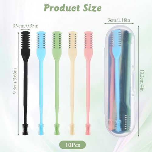 10 Pcs 2 in 1 Manual Nose Hair Trimmer, 360° Rotating Nasal Hair Cutter with Ear Cleaner for Men & Women, 5 Color Stainless Steel Nose Clippers Set