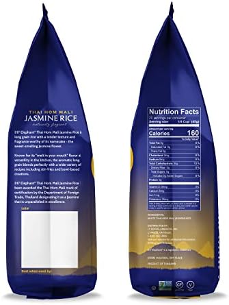 817 Elephant Jasmine Rice White Thai Hom Mali, 2 lbs (Pack of 2)