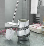 Creative Scents Silver Mosaic Toilet Brush and Holder Set - Toilet Bowl Brush and Holder, Sturdy Toilet Cleaner Brush with Stainless Steel Handle, Bathroom Toilet Scrubber Brush with Decorative Holder