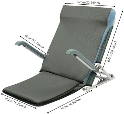 Adjustable Lifting Bed Backrest w/Armrest, Folding Rest Sitting up, Adjusted in 5 Positions (20°~75°), Multifunction Portable Backrest Support for Elderly