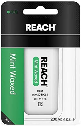 Reach Waxed Dental Floss for Plaque and Food Removal, Refreshing Mint Flavor, 200 Yards