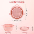 Makeup Brush Cleaner Bowl 2 Pcs Silicone Makeup Brush Cleaner Mat Foldable Makeups Brushes Cleaners Pad Portable Clean Tool for Travel Home Clean Brushes Powder Puff Beauty Blender Sponge, Pink, Blue