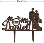 Bride and Groom Silhouette Rustic Cake Topper Mr and Mrs Cake Topper for Wedding Bride and Groom Couple Cake Topper Engagement Gift Custom Rustic Cake Topper Brown Wood Cake Topper