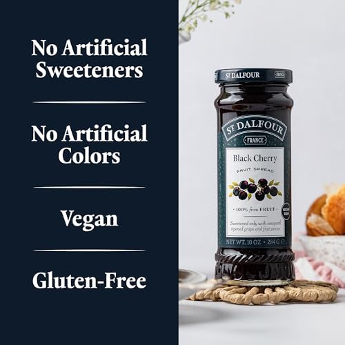 St. Dalfour Black Cherry Fruit Spread - 10oz - 100% from Fruit, No Artificial Ingredients, Non-GMO, No Cane Sugars, All Natural, Made in France