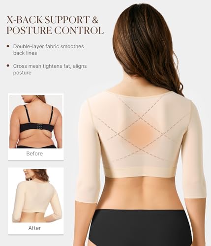 BRABIC Upper Arm Shaper for Women Fajas Post Surgery Compression Sleeves Front Closure Bra Arm Lipo Shapewear Tops