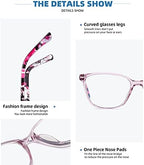 4 Pack Blue Light Blocking Glasses for Women Men,Fashion Square Computer Glasses with Spring Hinge,Anti Eyestrain Eyeglasses(0.0x)