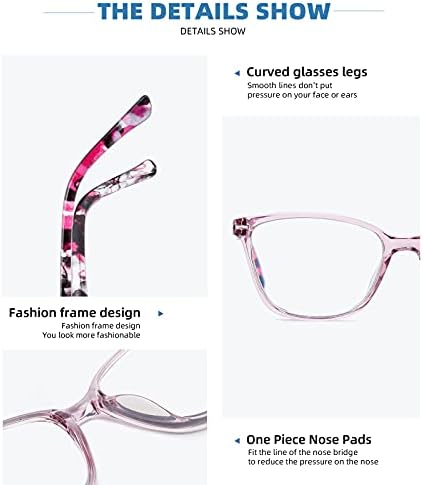 4 Pack Blue Light Blocking Glasses for Women Men,Fashion Square Computer Glasses with Spring Hinge,Anti Eyestrain Eyeglasses(0.0x)