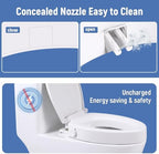 Raised Toilet Seat with Bidet, Fit Elongated Bidet Toilet Seat, Non-Electric Elevated Toilet Seat (Ambient Water), Adjustable Water Pressure Raised Toilet Seat for Seniors, White