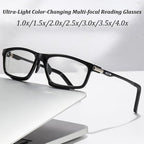 Sports Color-Changing Multi-Focal Reading Glasses, Multi Focal Reading Glasses for Women Men, Anti Blue Light Glasses (1.0 x,3 Colors A)