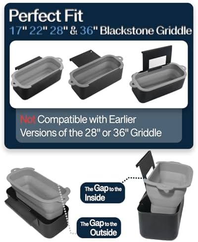 Drip Pan Liners for Blackstone, Classic Silicone Grease Cup Liner, Reusable Grease Tray for Blackstone Griddles 36" 28" 22" 17", 2 Pack Grey