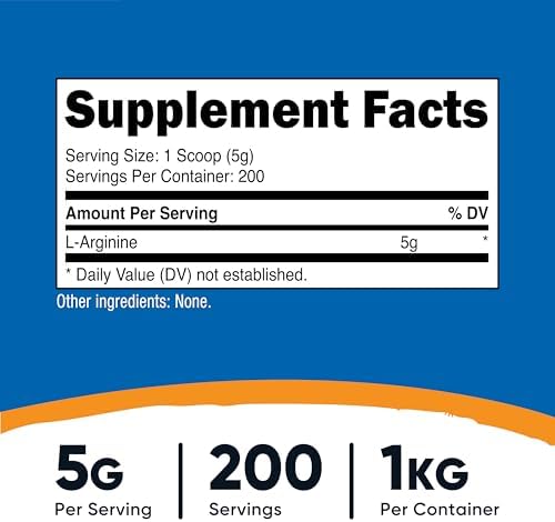 Nutricost L-Arginine Powder 1KG - Pure L-Arginine, 5g Per Serving