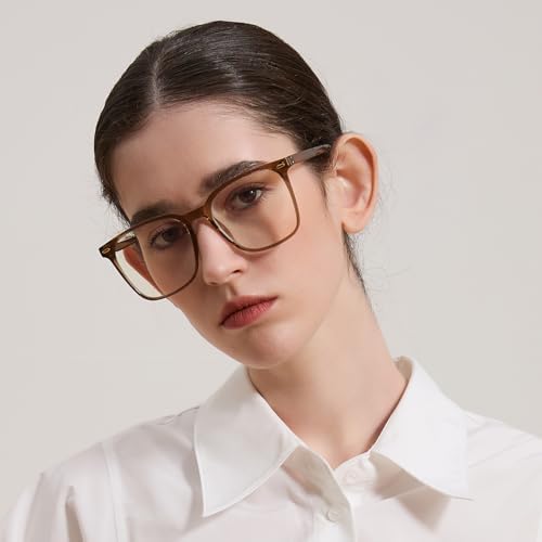 Oversized Square Blue Light Blocking Glasses for Women Men, Anti-Fatigue Computer Monitor Glasses Reduce Eye Strain