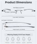 7-Pack Rimless Reading Glasses with Small Lenes (Transparent,+1.50)