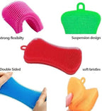 3PCS Silicone Dish Scrubber, Silicone Sponges for Dishes, Double Sided Cleaning Sponges Kitchen Gadgets Tools (Random Colours)