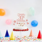 13 PCS Happy 30th Birthday Cake Toppers with Heart Star Glitter Cheers to 30 Years Birthday Cake Picks Number 30 Candles Cake Decorations for Happy 30th Birthday Anniversary Party Supplies Rose Gold