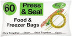 Tidyz Press & Seal Food & Freezer Bags Pack 60